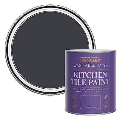 Image of Rust Oleum Grey water resistant Kitchen Tile Paint in Satin Finish Anthracite (RAL 7016) 750ml