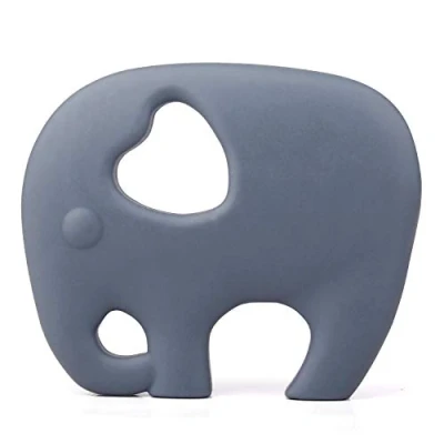 Image of PREMYO Teething Toy for Baby Teether Silicone Soothes Sore Gum Pain Easy to Grab BPA Free Elephant Grey