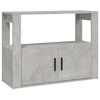 Image of vidaXL Classic Sideboard in Concrete Grey Quality Engineered Wood Storage Cabinet with Shelf and Doors for Living Room Bedroom Furniture