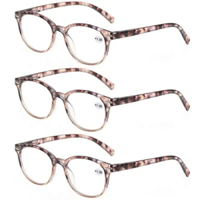 Image of MODFANS Women Reading Glasses 3 Pair Stylish Ladies Readers with Comfort Spring Hinge Pattern Design for Fashion Pouch Included