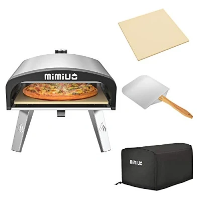 Image of Mimiuo Outdoor Gas Fired Pizza Oven with UK Regulator, Portable Stainless steel Classic G Series Stone &amp; Foldable 12 inch x 14 Peel