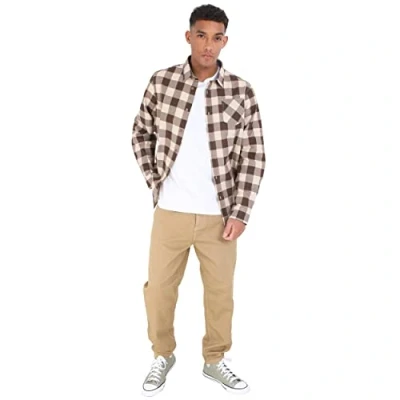 Image of BRAVE SOUL Mens Check Shirt Lumberjack Work Casual Brushed Cotton Top (S, Grey Jack)