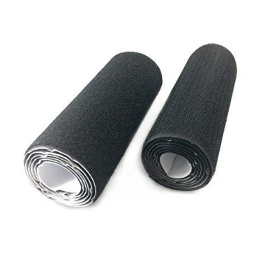 Image of 18cm (7&#039; inch) Ultra Wide Self Adhesive Hook and Loop Strips Set with Super Sticky Glue Nylon Fabric Fastener (Black, 2m)