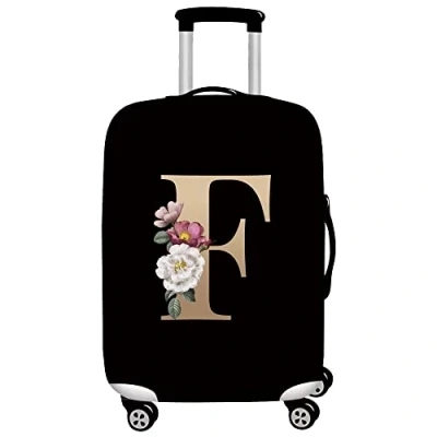 Image of Initial Letter Printed Design Travel Trolley Case Cover Protector Washable Suitcase Luggage Storage Covers for 18 28 inch (XL (29 32 Luggage), gold F)