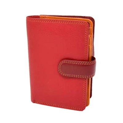 Image of Womens Soft Leather Booklet Evening Clutch Purse Multi Colour Cards Cash ID Zip Around Wallet AVB51 (Red)