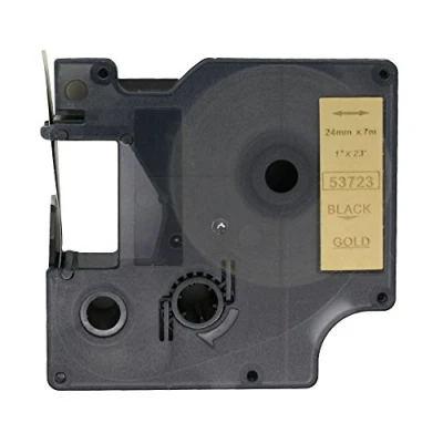 Image of Fassport 1 Pack Black on Gold Label Tape Compatible for DYMO D1 53723 24mm 1&quot;
