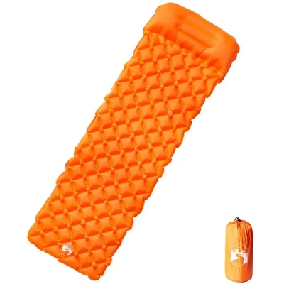 Image of vidaXL Inflating Camping Mattress with Pillow 1 Person Orange