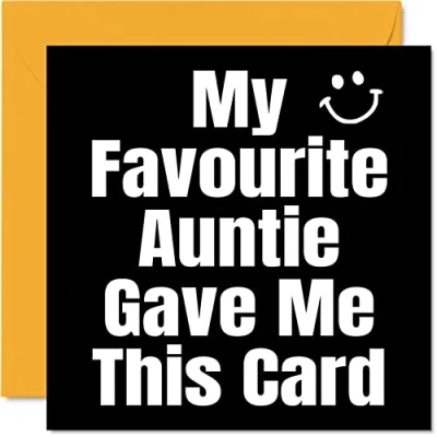 Image of Funny Birthday Cards for Niece Nephew My Favourite Auntie Joke Happy Card from Aunt Aunty, Banter Gifts, 145mm x Humour Greeting Gift