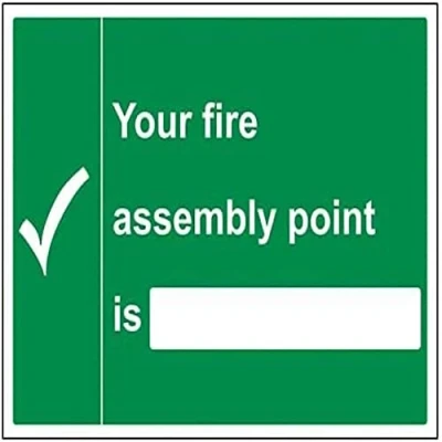 Image of V Safety Your Fire Assembly Point Is Sign 400mm x 300mm Self Adhesive Vinyl