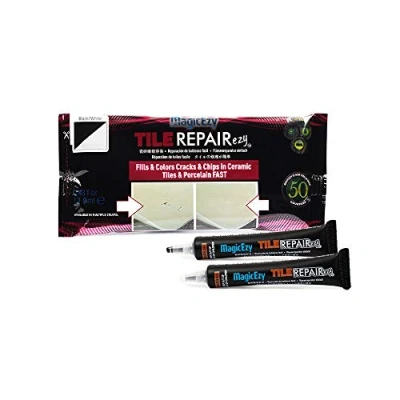 Image of MagicEzy Tile RepairEzy Repair Kit (Black/White) Ceramic Filler for Cracks and Chips Gray Porcelain, Acrylic, Stone, PVC, Fibreglass, Wood, Dry Wall.