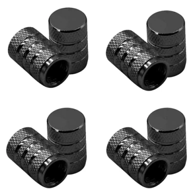 Image of 8 Pcs Tyre Valve Caps, Dust Caps for Car Tyres, Black Stem Tire Aluminum Cap Covers Replacement Cars, Bike and Bicycle, Trucks, Motorcycles