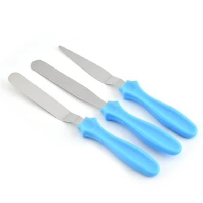 Image of NIXNUT 3pcs Icing Spatula Set Cream Butter Smoother Scraper Stainless Steel Angled Palette for Cake Frosting Decorating Baking