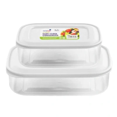 Image of HOMESHOPA Food Storage Containers with Lids, 1 &amp; 2 Litre Plastic BPA Free Airtight Containers, Leakproof Stackable Reusable Meal Prep Lunch Boxes, Microwave Freezer Dishwasher Safe 2Pk, White
