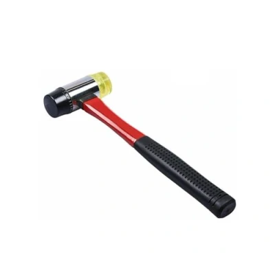 Image of 40mm Double Faced Rubber Hammer, Nylon Head Tile Window Glazing Mallet Tool, 2 Sided Hammer Fibre Glass Shaft
