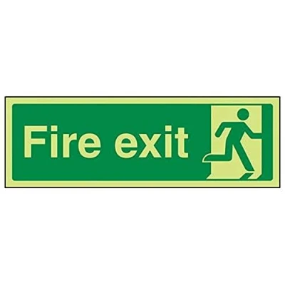 Image of V Safety Glow In The Dark Final Fire Exit Man Right Sign 450mm x 150mm Self Adhesive Vinyl