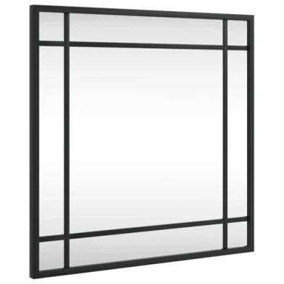 Image of vidaXL Wall mounted Mirror with Black Iron Frame, Simple and Sleek Design Square Mirror, Ideal for Bedroom, Hallway, Living Room or Bathroom 40x40cm