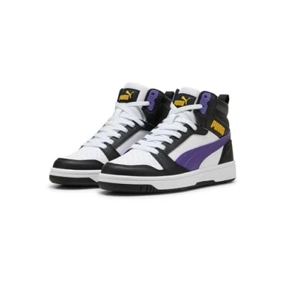 Image of PUMA Rebound V6 MID JR Sneaker, White Team Violet Black, 5 UK