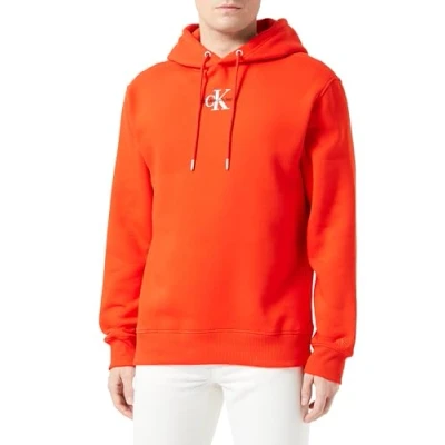 Image of Calvin Klein Jeans Men Hoodie Monologo , Red (Fiery Red), S