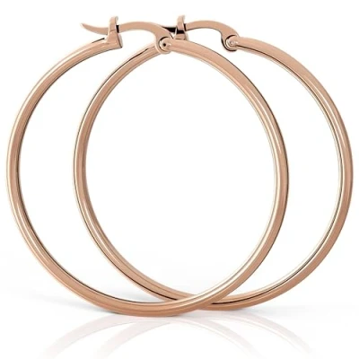 Image of NIKITA 18K Plated Timeless Hoop Earrings for Women Rose Gold, Gold or Silver Sensitive Stainless Steel Hoops Sleeper Small S, M, L XL