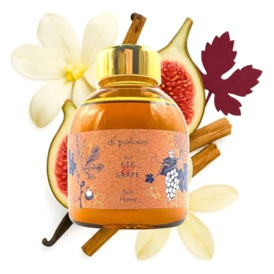 Image of Di Palomo Wild Fig &amp; Grape Bath Honey 300ml. Oil Bubble Blend. Shower Gel with Moisturising Skin Care. Luxury Body Wash Relaxation Gift for Women. Pamper Gifts Her.