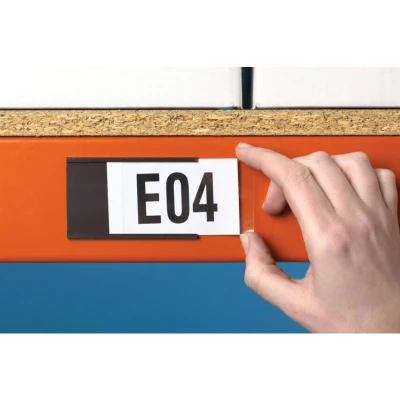 Image of Self Adhesive Label Holder. Identify Location, Product, Shelving &amp; Racking. Perfect for Office, Garage Industrial Environment. Magnetic Holder (50 x 1000mm,1 Meter, Pk of 10)
