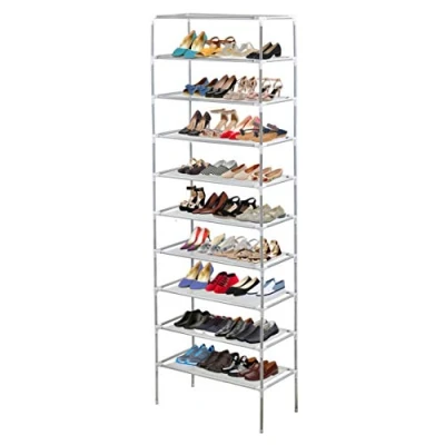 Image of AMOS 10 Tier Extendable Shoe Rack 30 Pair Space Saving Storage Organiser with Waterproof Non Woven Fabric Shelves