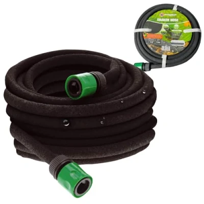 Image of 15m Hozelock Compatible Porous Soaker Hose Garden Drip Irrigation Watering Pipe Metre Leaky Ideal Solution for All Plants &amp; Vegetables Black