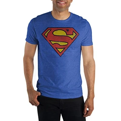 Image of DC Comics Superman S Super Logo Men&#039;s Blue T Shirt Tee Shirt, Large,royal Heather, Large