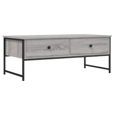 Image of vidaXL Grey Sonoma Coffee Table Versatile Engineered Wood Centre with Drawers, Industrial Style Couch for Living Room