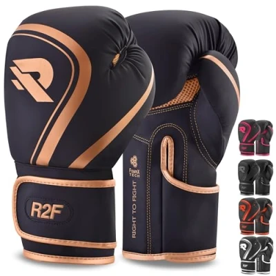 Image of R2F Boxing Gloves, Pro Training Sparring, Vegan Leather, Muay Thai MMA Kickboxing, Men Women Adult, Heavy Punching Bag Mitts Focus Pads Workout, Multi Layered, 10oz, 12oz, 14oz, 16oz