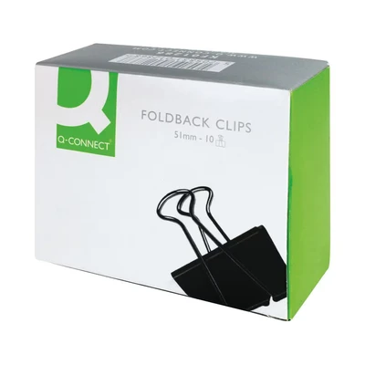 Image of Q Connect Foldback Clip 51mm Black (Pack of 10) Ref KF01286