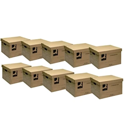 Image of Q Connect Storage Box 335x400x250mm Brown (Pack of 10)