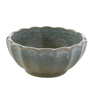 Image of Widdop and Co Hestia Green Glazed Stoneware Dinnerware Dinner Set of 4 Bowls Contemporary Stylish Tableware Lovely Gift Idea Housewarming Dining Dishes Serving