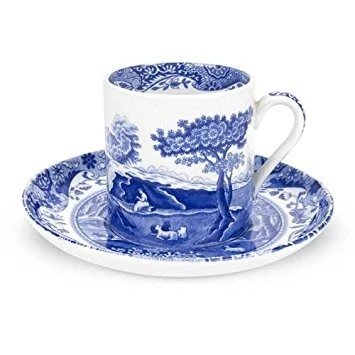 Image of Spode Blue Italian Set of 4 Coffee Cups &amp; Saucer