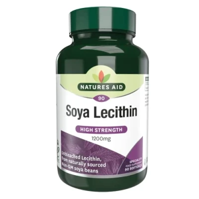 Image of Natures Aid Lecithin, 1200 mg, 90 Softgels (Produced from Naturally Sourced, Non GM Soya Beans, Source of Phospholipids, Made in the UK)