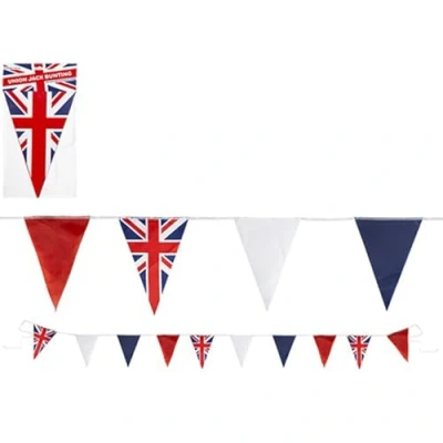 Image of Triangle Union Jack Flag Bunting 20FT 10 Fabric Flags