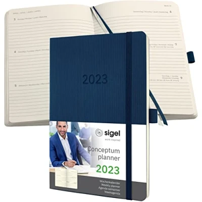 Image of SIGEL C2332 Weekly planner Conceptum 2023 approx. A5 dark blue Softcover 2 pages = 1 week 192 S.