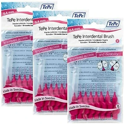 Image of TePe Interdental Brushes Original Pink 0.4 mm, Pack of 3 (Each Contains 8 Pieces)
