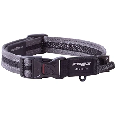 Image of Rogz Airtech Classic Dog Collar Medium Platinum Gray