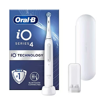 Image of Oral B iO4 Electric Toothbrushes Adults, Gifts For Women / Men, 1 Toothbrush Head &amp; Travel Case, 4 Modes With Teeth Whitening, UK 2 Pin Plug, White, Accessories