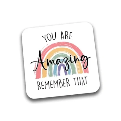 Image of Rib Ticklerz Friendship Coaster Birthday Gifts You Are Amazing Remember That Work Bestie Friends Colleague Employee Thank Gift Positivity Rainbow DC295