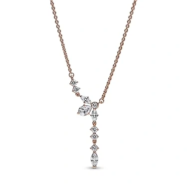 Image of Pandora Timeless Sparkling Herbarium cluster 14k rose gold plated collier with clear cubic zirconia