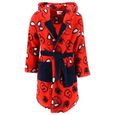 Image of Spiderman Boys Childrens Kids Fleece Robe Dressing Gown Red Age 8 Years