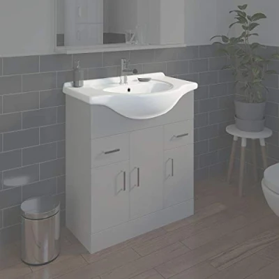 Image of Bathroom WC White Basin 750mm Compact Sink Single Tap Hole ONLY