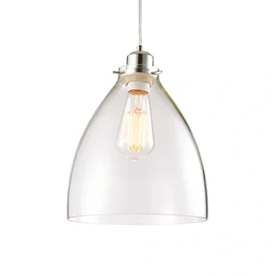 Image of National Lighting Cole Modern Clear Glass &amp; Chrome Indoor E27/B22 Pendant Ceiling Light Shade