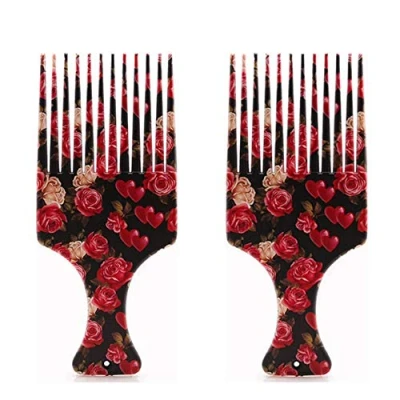 Image of 2 Packs Afro Hair Comb Pick Plastic Smooth Wide Tooth Hairdressing Styling Tool for Natural Curly Style