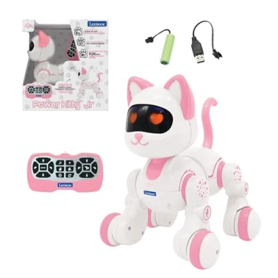 Image of Lexibook, Power Kitty Jr., Remote control cat to train, Waddles like a real cat, Interactive eyes, STEM programmable, Rechargeable battery, Pink/white, KIT01