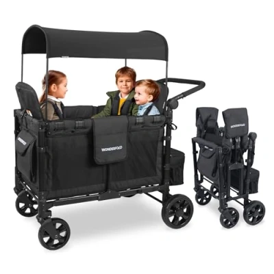 Image of WonderFold W4 Elite Stroller Wagon Volcanic Black