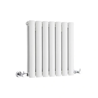 Image of Milano Aruba White Horizontal Double Oval Panel Radiator 400mm x 413mm