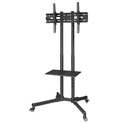 Image of Hama TV Stand with Wheels Trolley up to 75 Inches Height Adjustable Black